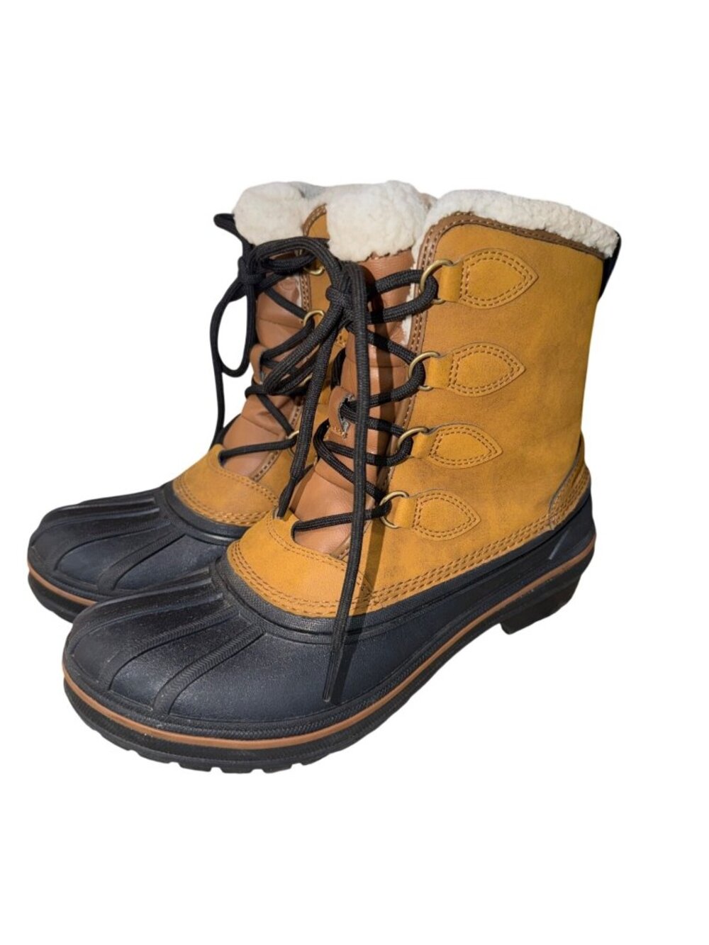 Crocs All Cast II Faux Fur Winter Duck Boots Women Sz 8 Waterproof Brown 203430